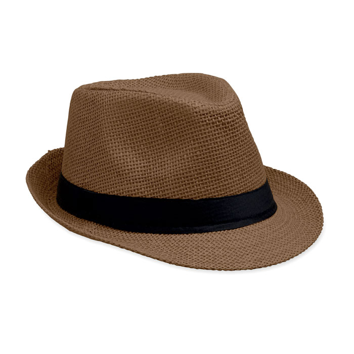 Paper straw hat with black polyester band — Clothing you can personalise with your logo