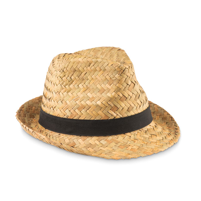 Natural straw hat with polyester band — Clothing you can personalise with your logo
