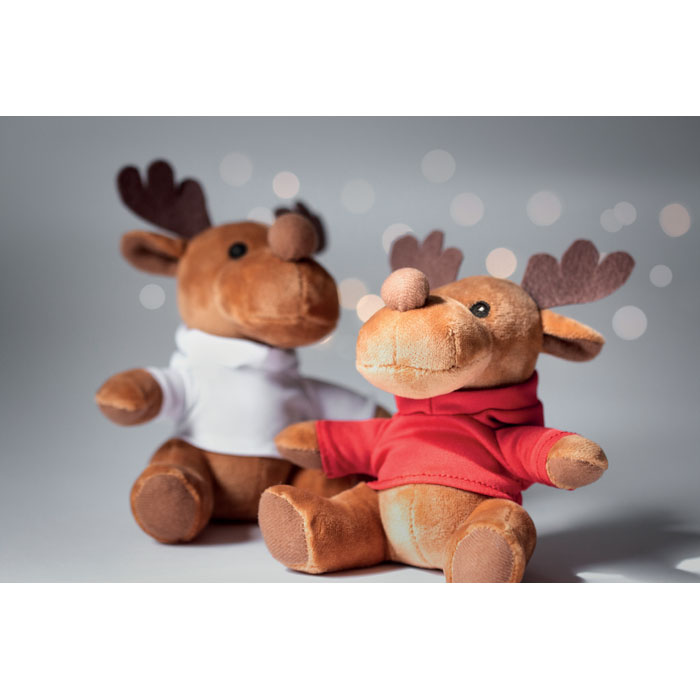 Peluche a forma di renna con maglione removibile