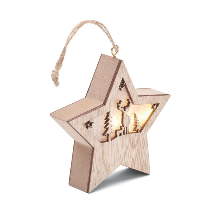 Stella in MDF con luce — gadget promozionale personalizzabile con il tuo logo