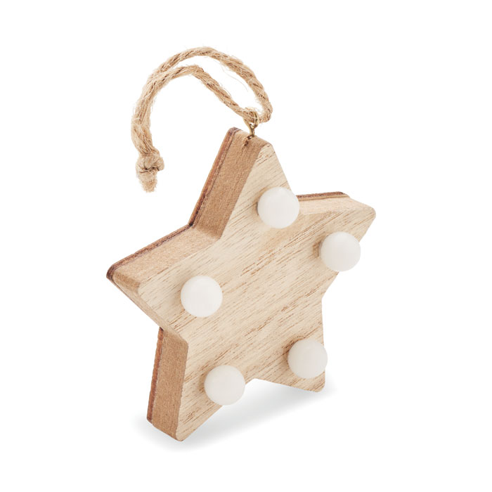 Albero in legno con luci — gadget promozionale personalizzabile con il tuo logo