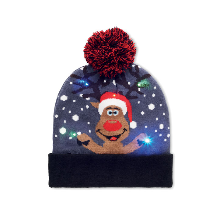 Berretto di Natale con LED — gadget promozionale personalizzabile con il tuo logo