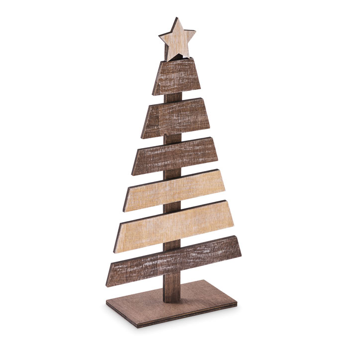 Albero di Natale in legno — gadget promozionale personalizzabile con il tuo logo