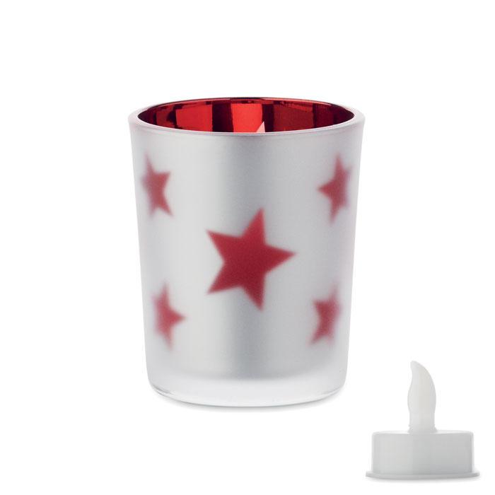 Candelina tealight a LED — gadget promozionale personalizzabile con il tuo logo