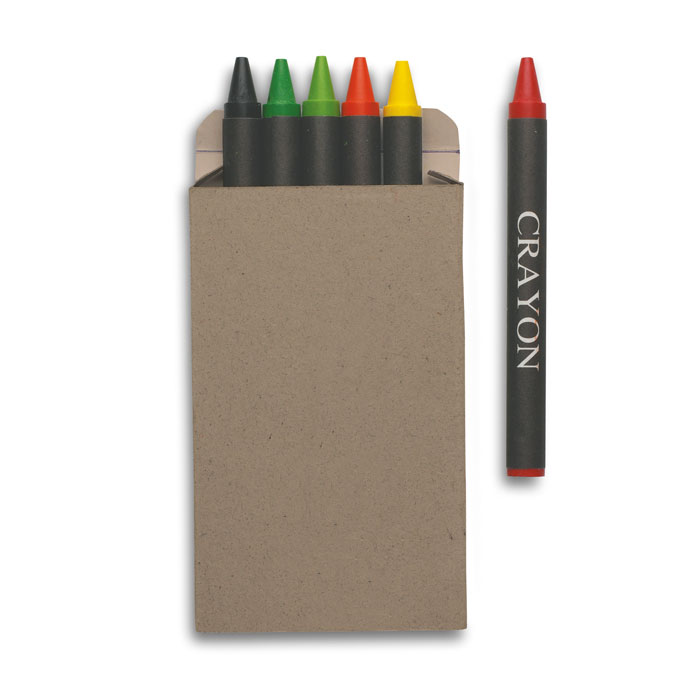 Set 6 pastelli in astuccio di cartone naturale riciclato — Bambini e giochi personalizzabile con il tuo logo