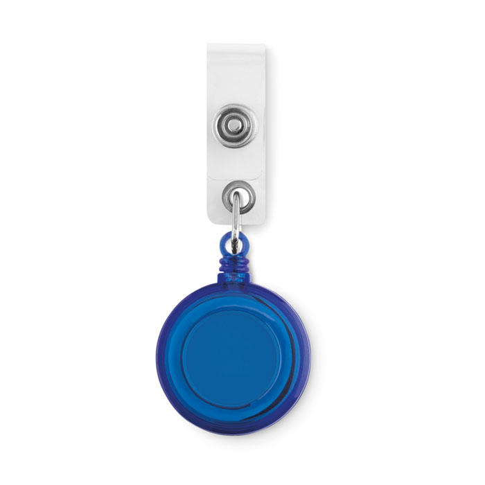 Porta badge in colori trasparenti e clip di metallo — gadget promozionale personalizzabile con il tuo logo