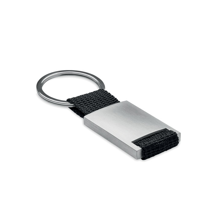 Portachiavi rettangolare in metallo e fascetta colorata — gadget promozionale personalizzabile con il tuo logo