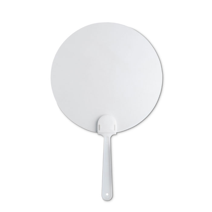 Ventaglio rotondo in plastica — gadget promozionale personalizzabile con il tuo logo