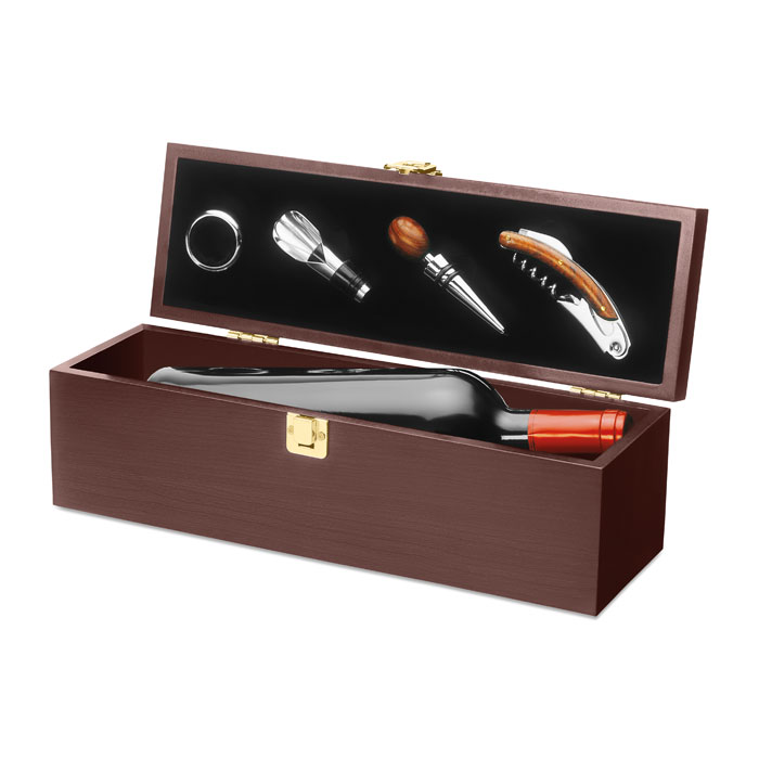 Set vino in legno — gadget promozionale personalizzabile con il tuo logo