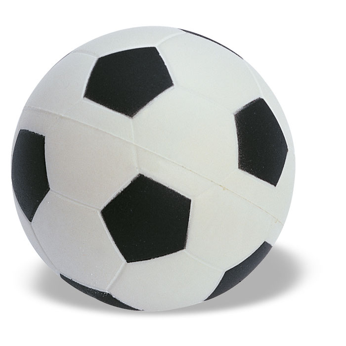 Antistress a forma di 'pallone da calcio' — gadget promozionale personalizzabile con il tuo logo