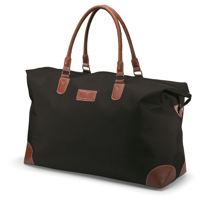 Ampia borsa da viaggio con chiusura a doppia zip — gadget promozionale personalizzabile con il tuo logo