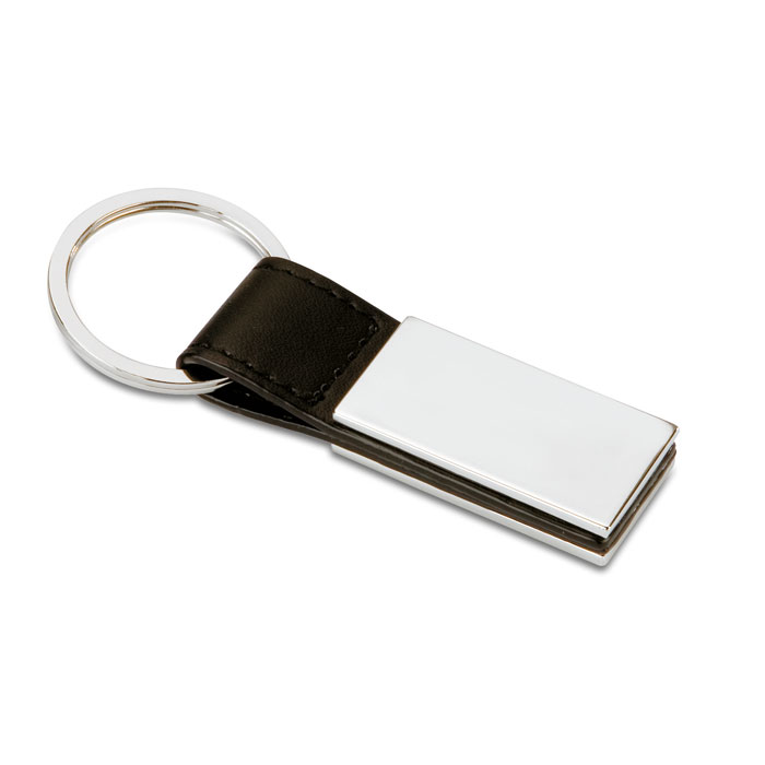 Portachiavi in PU con parte rettangolare in metallo per logo aziendale — gadget promozionale personalizzabile con il tuo logo