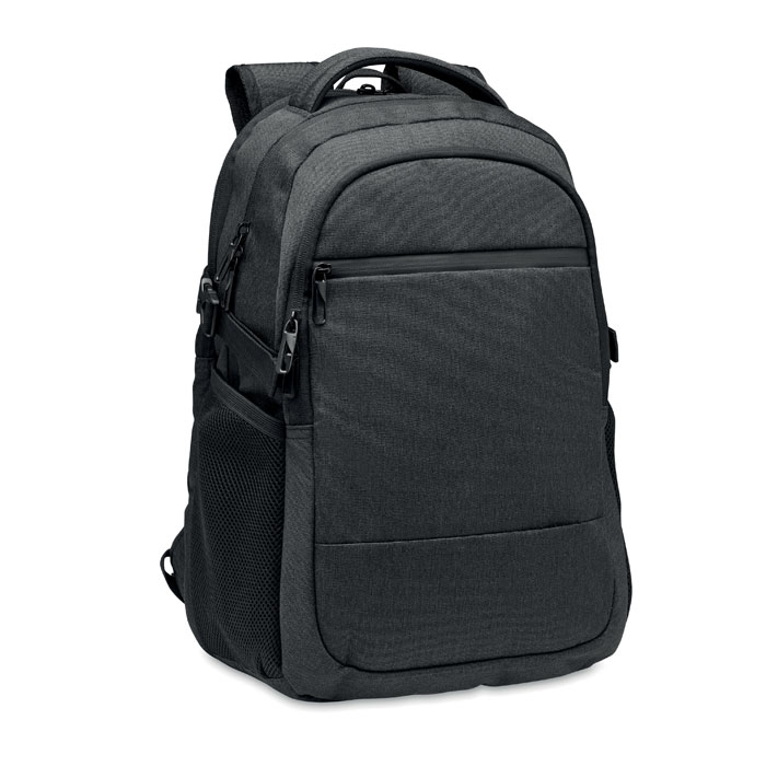 Zaino per laptop 600D RPET — gadget promozionale personalizzabile con il tuo logo