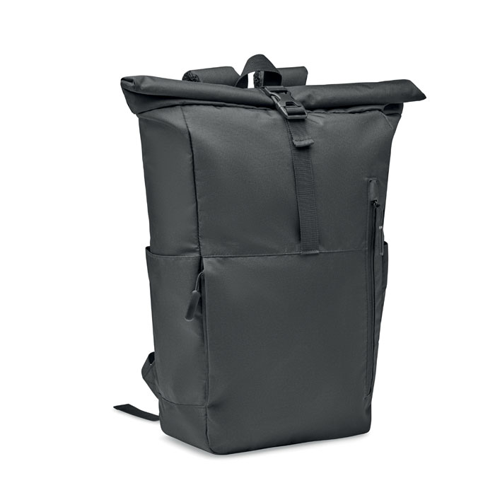 Zaino rolltop 300D RPET — gadget promozionale personalizzabile con il tuo logo