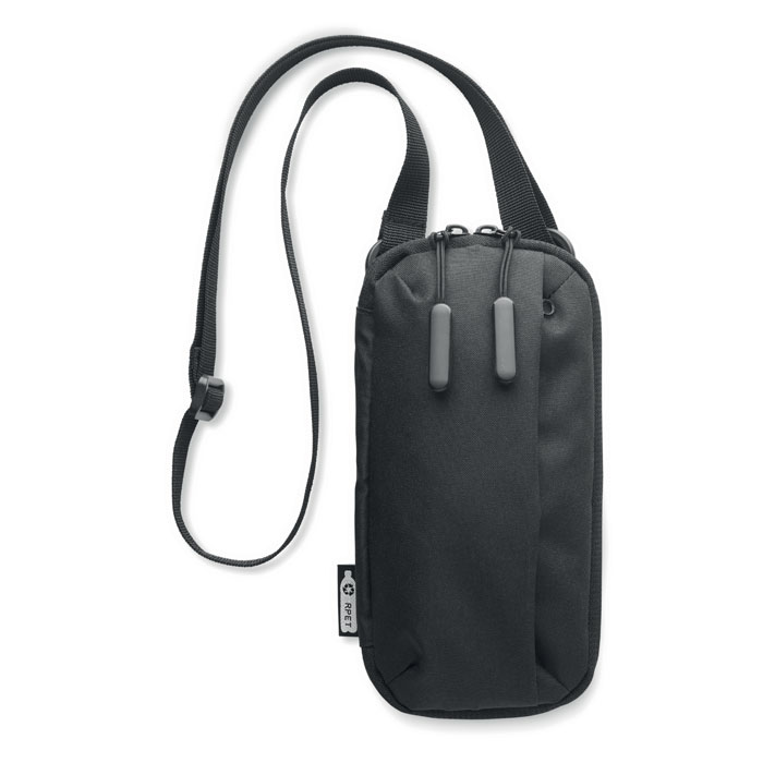 Tracolla per smartphone in poliestere 300D RPET, regolabile — gadget promozionale personalizzabile con il tuo logo