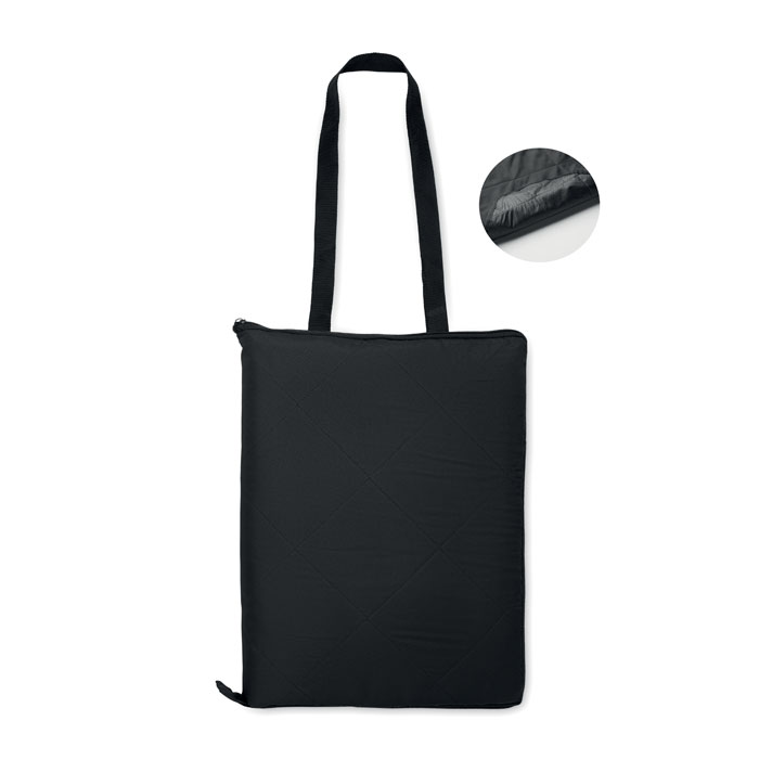 Coperta da picnic pieghevole trapuntata con rivestimento in PEVA plastificato sul retro — gadget promozionale personalizzabile con il tuo logo