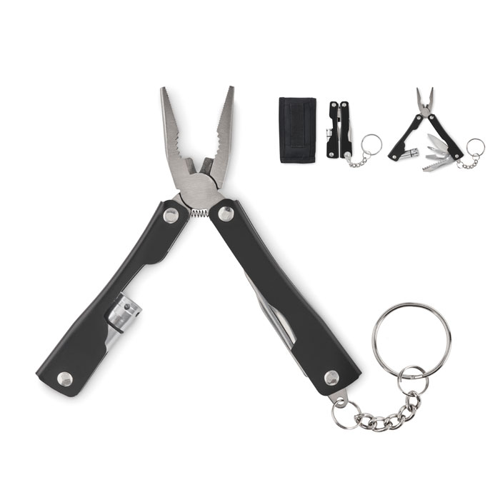 Coltello multiutensile pieghevole con torcia in acciaio inox — Auto, utensili e sicurezza personalizzabile con il tuo logo