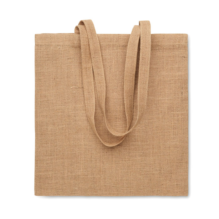 Shopper in iuta con manici lunghi — gadget promozionale personalizzabile con il tuo logo