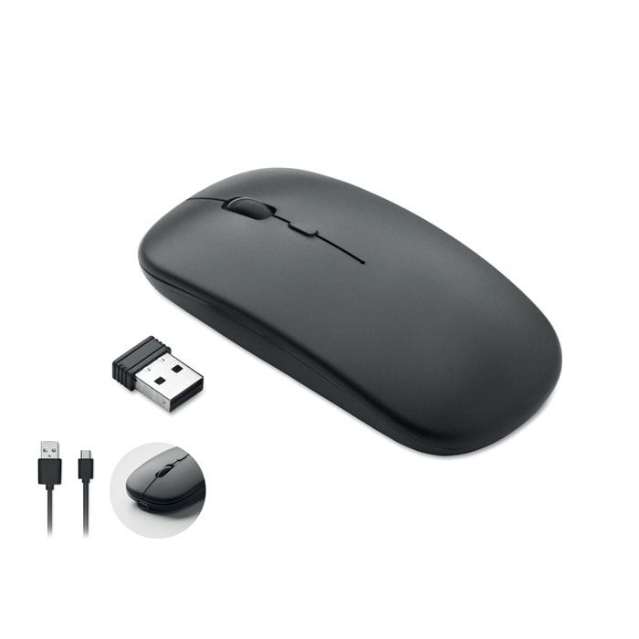 Mouse wireless ricaricabile — gadget promozionale personalizzabile con il tuo logo