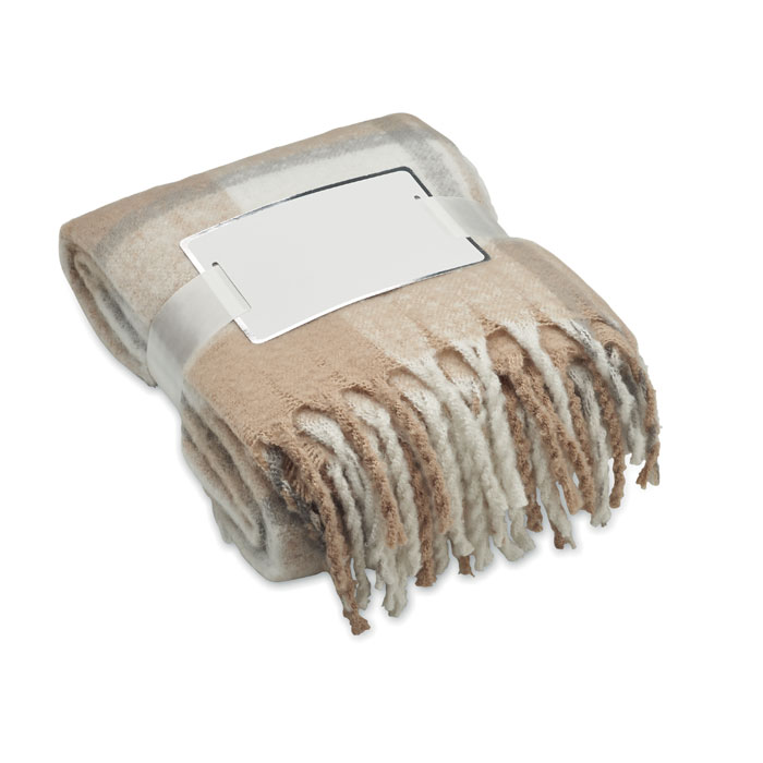 Coperta in mohair a scacchi — gadget promozionale personalizzabile con il tuo logo