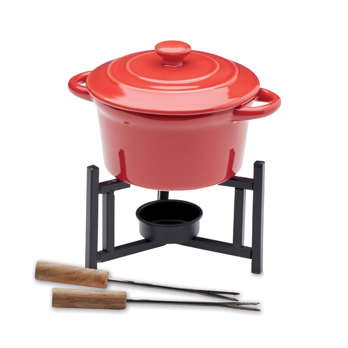 Piccolo set per fonduta in ceramica con coperchio per due — Casa e cucina personalizzabile con il tuo logo