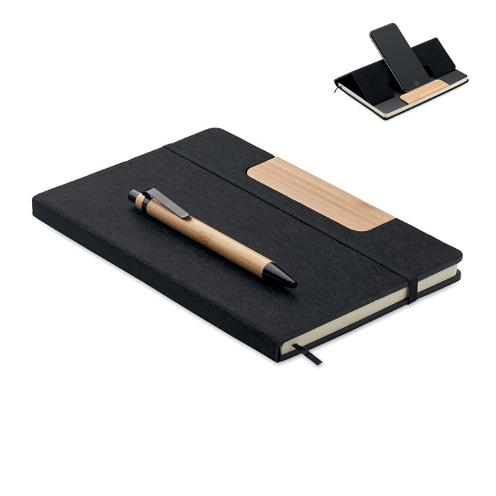 Set di quaderni A5 RPET — gadget promozionale personalizzabile con il tuo logo