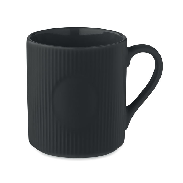 Tazza in ceramica a coste di colore opaco — gadget promozionale personalizzabile con il tuo logo