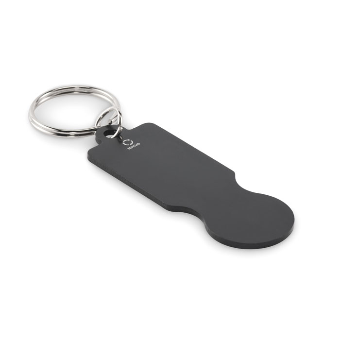 Portachiavi con gettone per carrel — gadget promozionale personalizzabile con il tuo logo