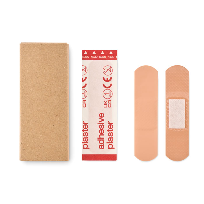 15 pezzi di bende adesive in scatola di carta riciclata — gadget promozionale personalizzabile con il tuo logo