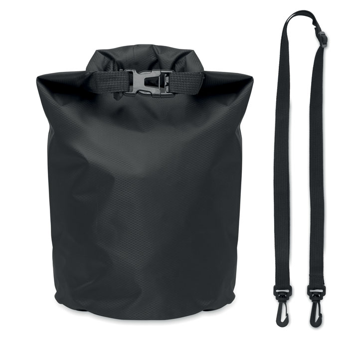 Borsa impermeabile (IPX6) in ripstop 210T RPET con tracolla — gadget promozionale personalizzabile con il tuo logo