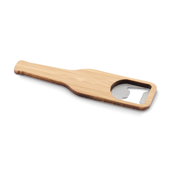 Apribottiglie in bamboo — gadget promozionale personalizzabile con il tuo logo