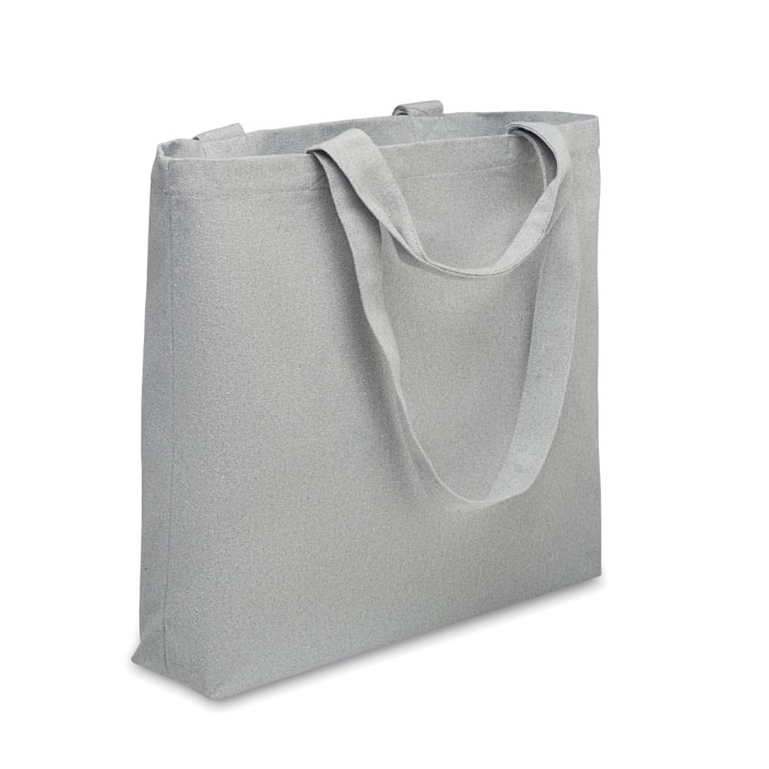 Shopper / borsa da spiaggia in tessuto riciclato (60% cotone riciclato, 40% poliestere riciclato) con manici corti e lunghi — gadget promozionale personalizzabile con il tuo logo