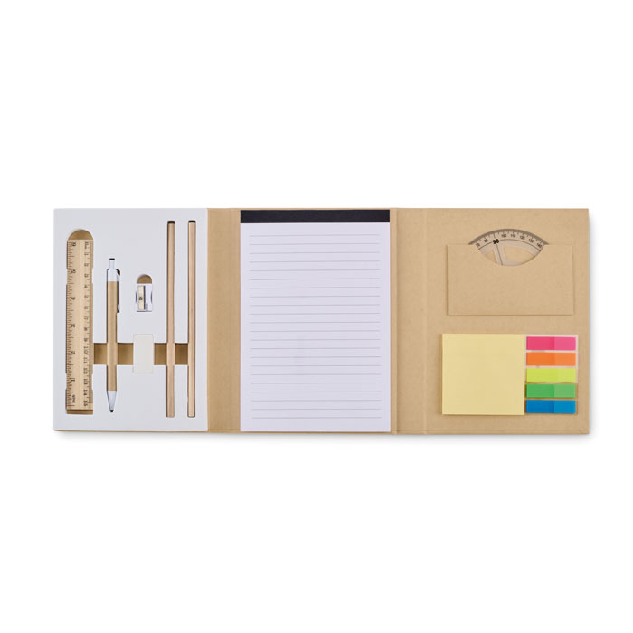 Set di blocchi per appunti con copertina in cartone riciclato — gadget promozionale personalizzabile con il tuo logo