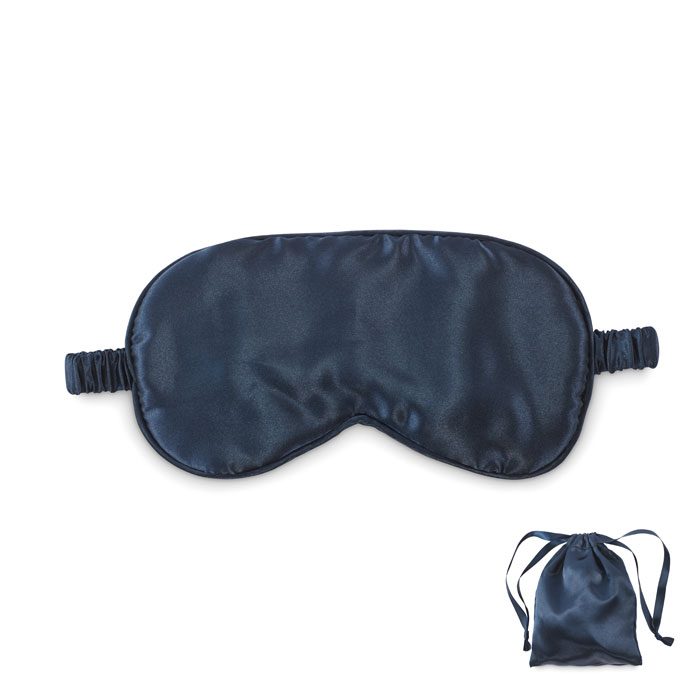 Maschera per gli occhi in morbido poliestere con custodia — gadget promozionale personalizzabile con il tuo logo