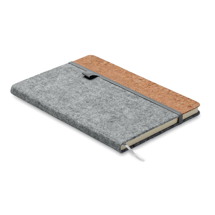 Notebook in sughero A5 RPET — gadget promozionale personalizzabile con il tuo logo