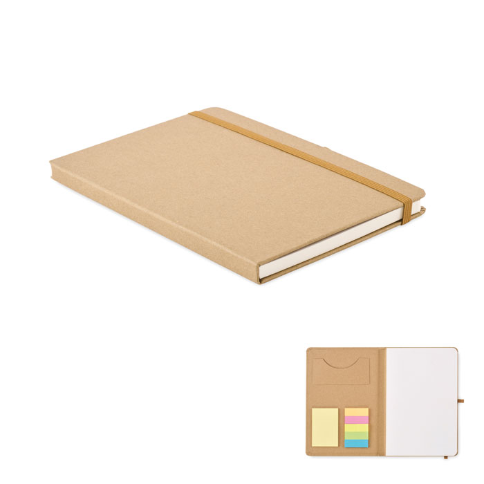 Notebook A5 in carta riciclata con — gadget promozionale personalizzabile con il tuo logo