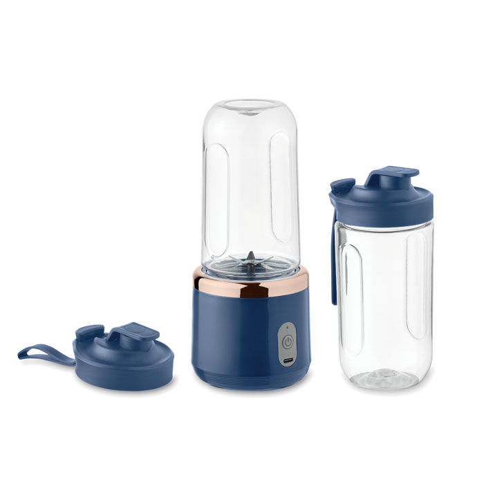 Frullatore portatile per smoothie, mixer con lama a 6 foglie e 2 tazze per succo rimovibili in PCTG con cinturino — Casa e cucina personalizzabile con il tuo logo