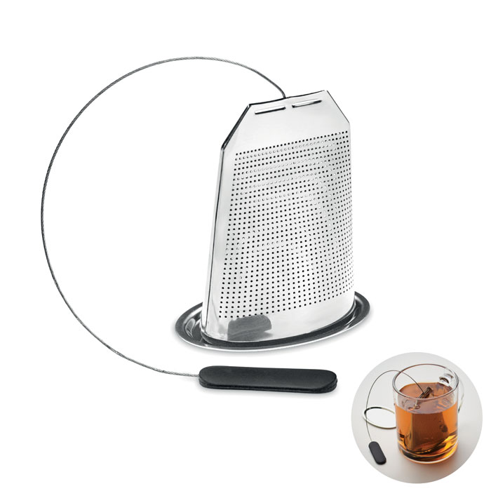 Infusore tè in acciaio inox — gadget promozionale personalizzabile con il tuo logo