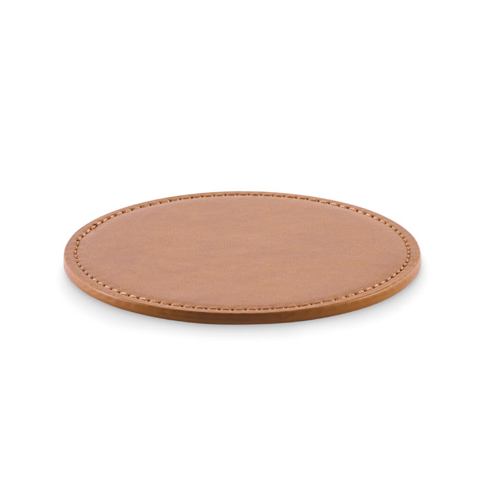 Sottobicchiere rotondo in PU — gadget promozionale personalizzabile con il tuo logo