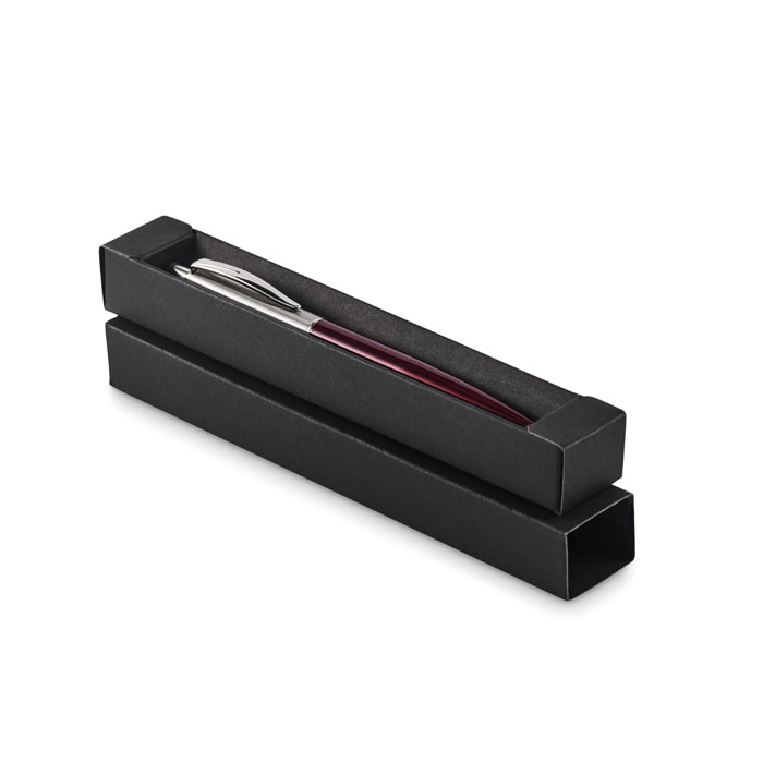 Penna a sfera a pulsante con fusto in acciaio inossidabile riciclato — gadget promozionale personalizzabile con il tuo logo