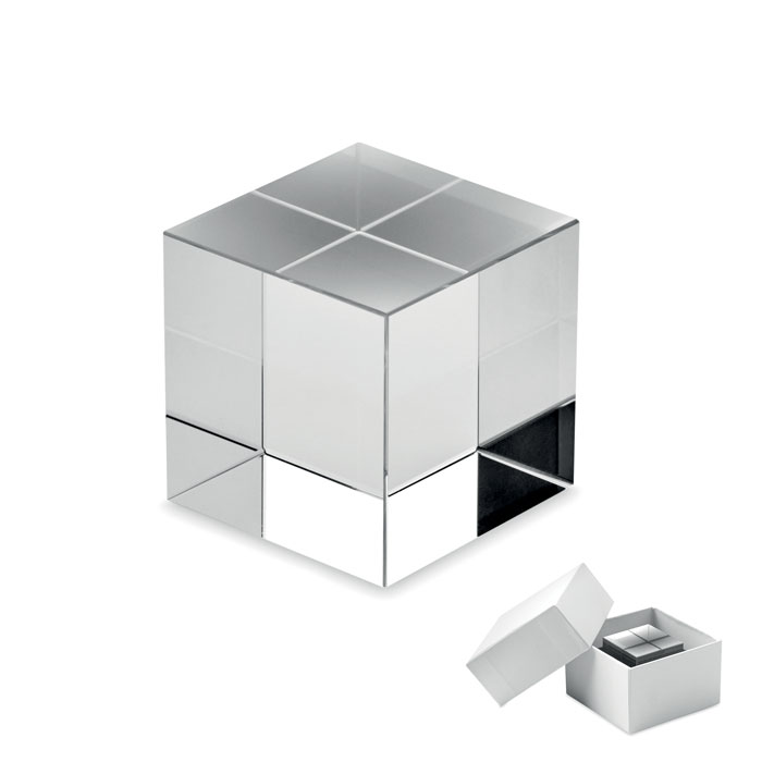 Premio cubo in vetro — gadget promozionale personalizzabile con il tuo logo