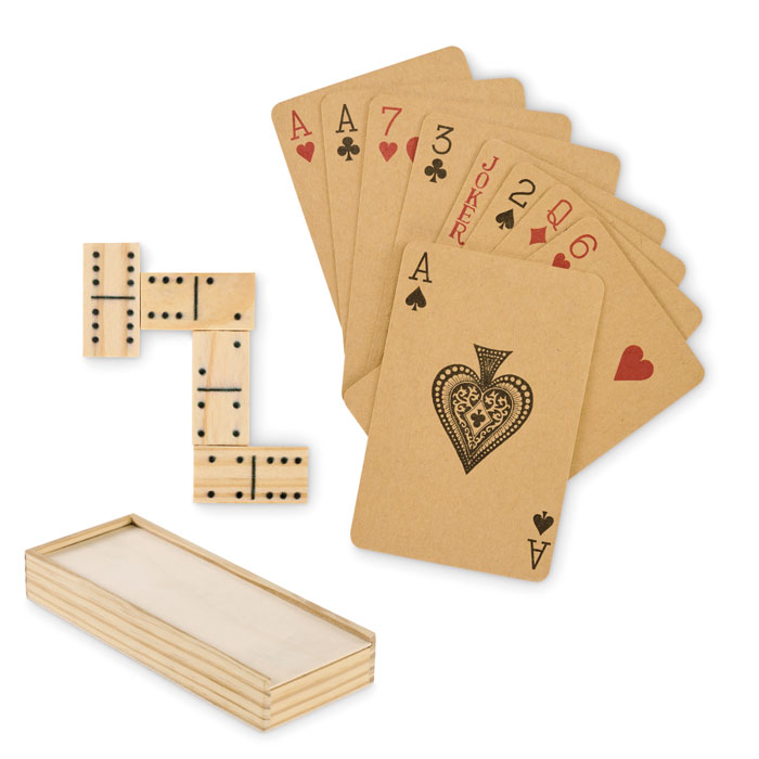 Set di domino e carte — gadget promozionale personalizzabile con il tuo logo