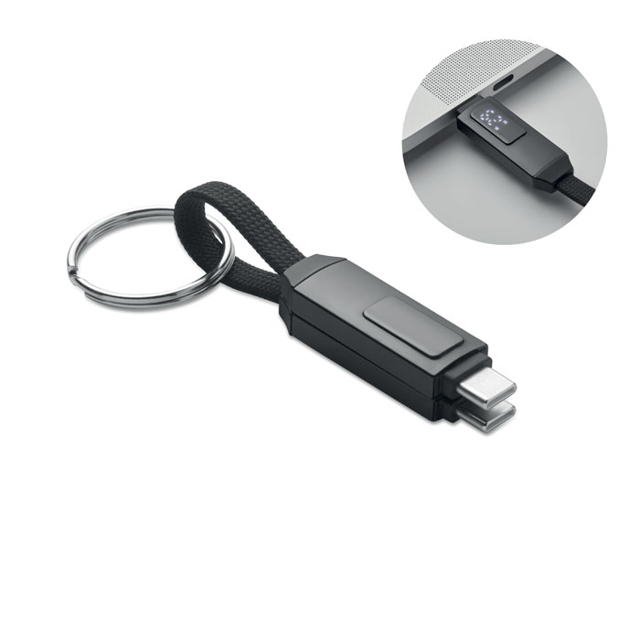 Cavo di ricarica e dati da 60W con portachiavi — gadget promozionale personalizzabile con il tuo logo