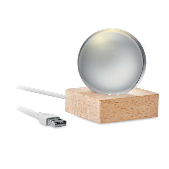 Palla di vetro a LED — gadget promozionale personalizzabile con il tuo logo