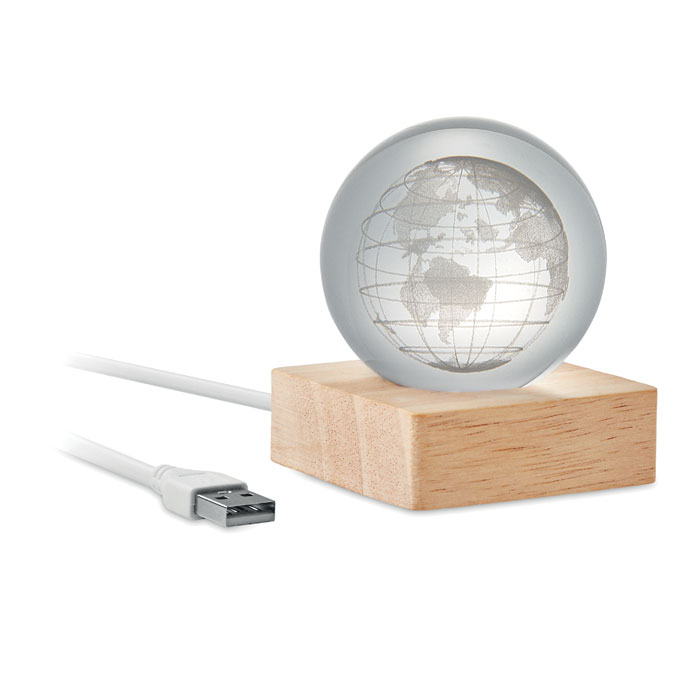 Palla di vetro a globo LED — gadget promozionale personalizzabile con il tuo logo