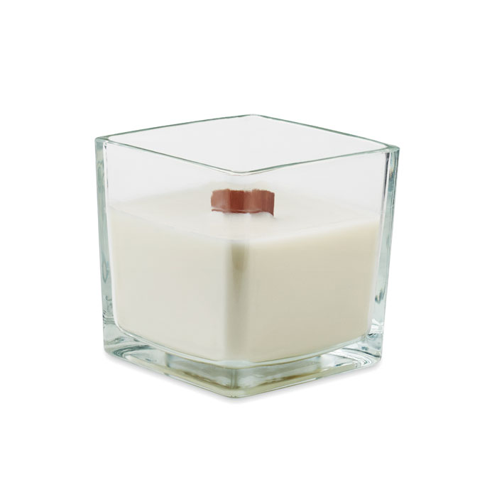 Candela grande in cera vegetale profumata alla vaniglia da 600 gr — gadget promozionale personalizzabile con il tuo logo