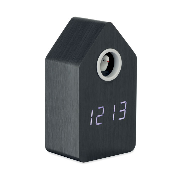 Sveglia a cucù in MDF — gadget promozionale personalizzabile con il tuo logo