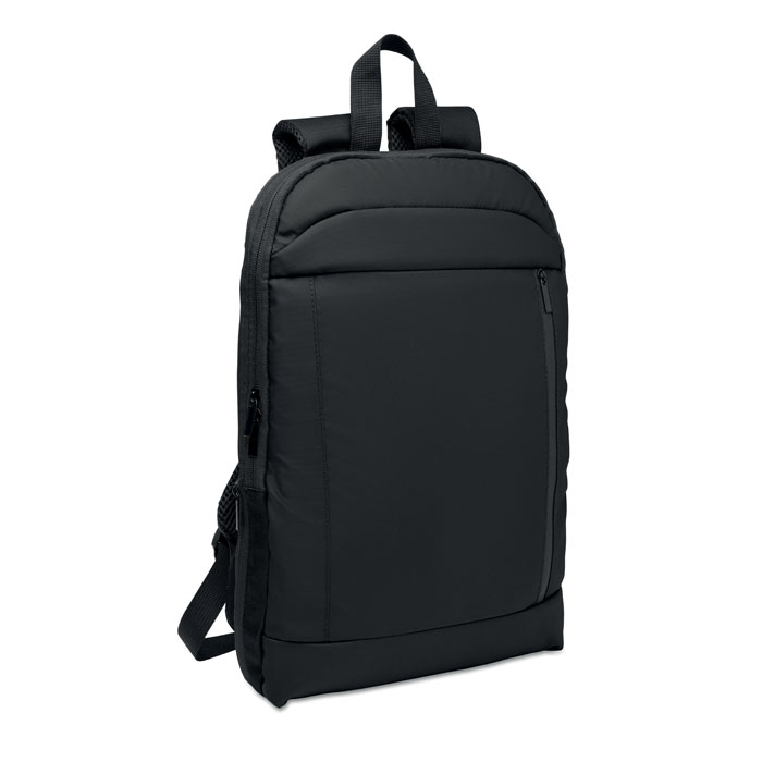 Zaino porta computer 16'' espandibile in poliestere 600D RPET con rivestimento in PU sulla parte anteriore e fodera in poliestere RPET — gadget promozionale personalizzabile con il tuo logo