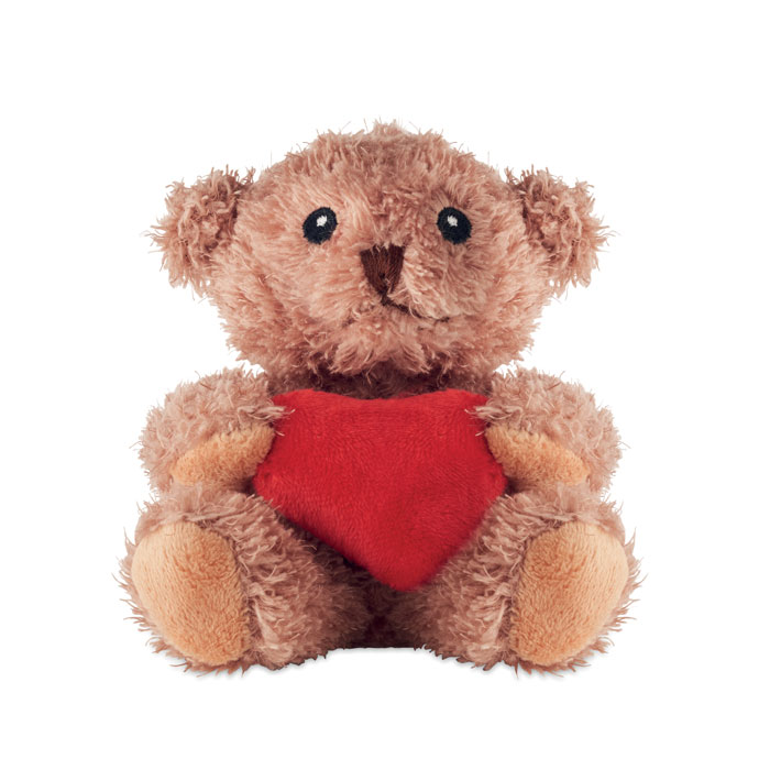 Orsetto di peluche con cuore — gadget promozionale personalizzabile con il tuo logo