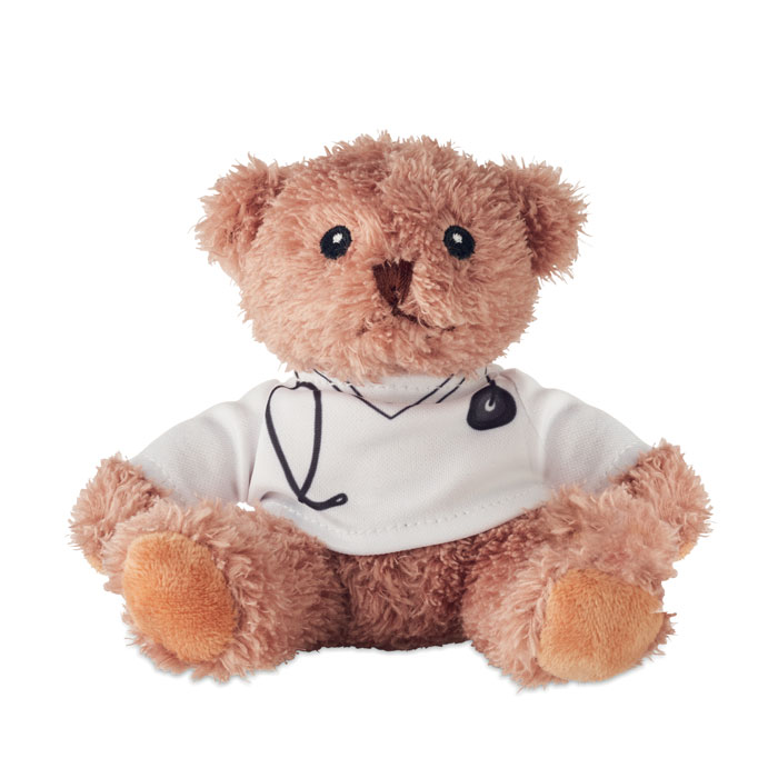 Orsacchiotto dottore peluche — gadget promozionale personalizzabile con il tuo logo